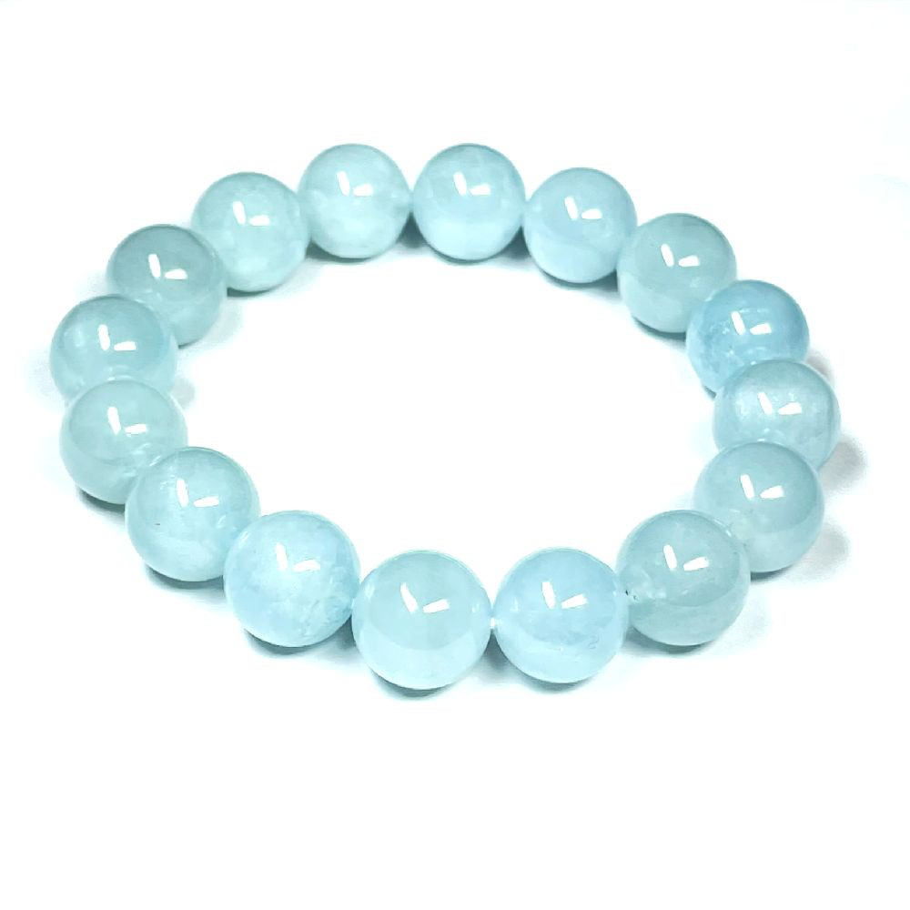 【幸せな結婚】アクアマリン ブレスレット 12ミリ 3月 誕生石 天然石 子宝に恵まれる お年玉 プレゼントに