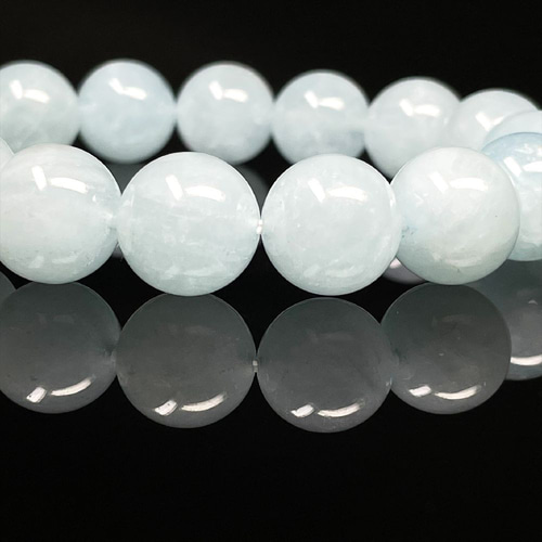 アクアマリンブレスレット12.5 高品質++]アクアマリンブレスレット（約9.5mm玉） - 埼玉県吉川