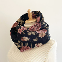 高品質戈布蘭編織圍巾，優雅，成人，玫瑰圖案，花卉圖案，花朵，黑色，黑色 第11張的照片