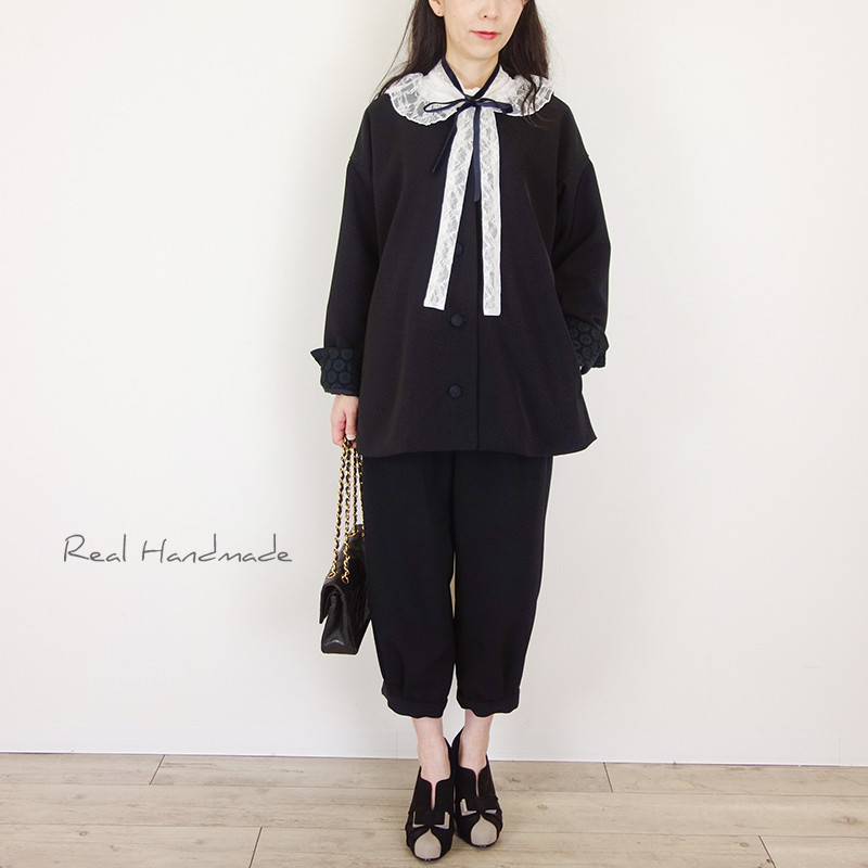 [予約販売] ブラックジョーゼットカフスパンツ 結婚式 卒業式 卒園式 ウエディング セレモニー