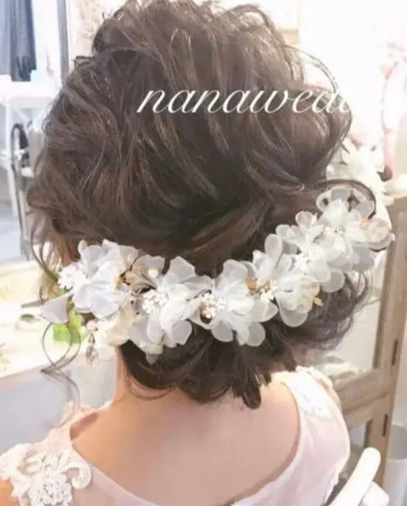 ウエディング ヘッドドレス フラワー 髪飾り 小枝 ヘアアクセサリー 2枚目の画像