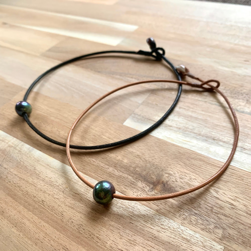 ひとつぶパールチョーカー、メンズアクセサリー、ペアネックレス、国産