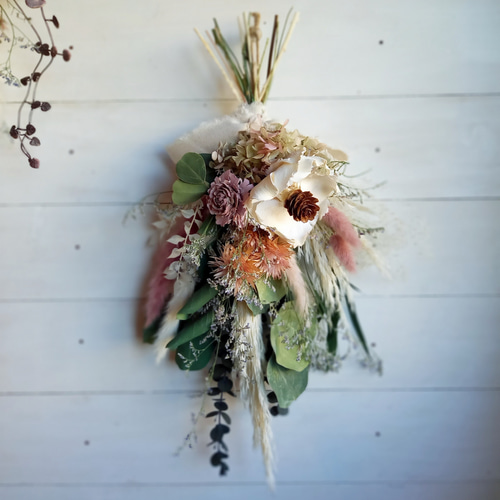 モーヴピンクのスワッグ ✿ブーケ ドライフラワー プリザーブド