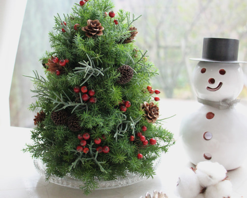 購入不可クリスマスツリー　リース 予約販売】『クリスマス限定』赤い実のフレッシュクリスマスツリー＊L