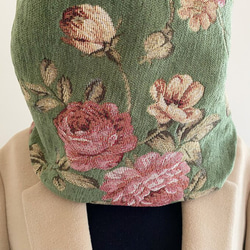 優質哥白林編織圍巾，優雅，成人，玫瑰圖案，花卉圖案，花朵綠色 第11張的照片