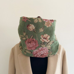 優質哥白林編織圍巾，優雅，成人，玫瑰圖案，花卉圖案，花朵綠色 第7張的照片