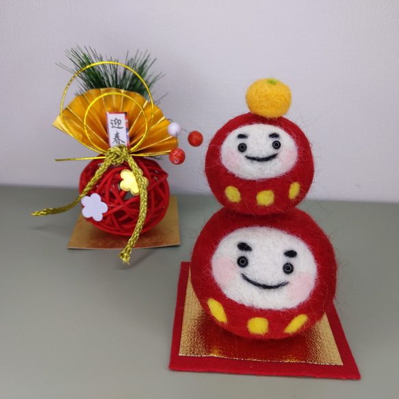 だるまさん親子（大・中セット）羊毛フェルト 干支 だるま 置物 正月 