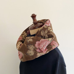 高品質戈布蘭編織圍巾，優雅，成人，玫瑰圖案，花卉圖案，花朵，棕色，棕色 第8張的照片
