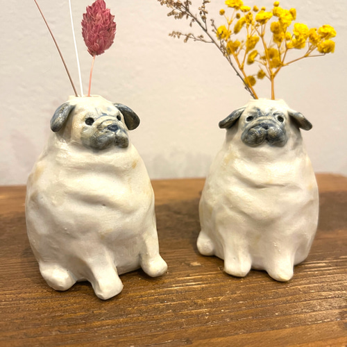 パグの一輪挿し 一輪挿し・花瓶・花器 conecone 通販 15086701｜Creema