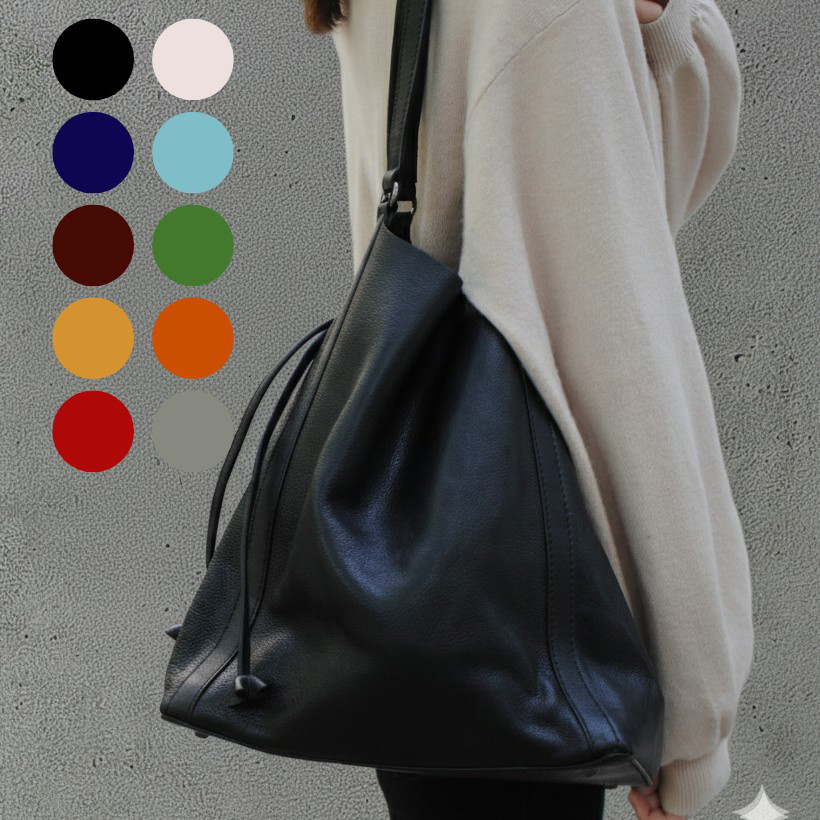 MahL+81　LongBucketBag 本革　トートバッグ　バケットバッグ　巾着型