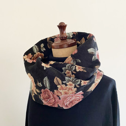 高品質戈布蘭編織圍巾，優雅，成人，玫瑰圖案，花卉圖案，花朵，黑色，黑色 第6張的照片