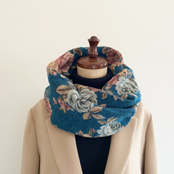 高品質哥白林編織圍巾，優雅，成人，玫瑰圖案，花卉圖案，花朵，藍色，藍色 第4張的照片