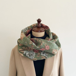優質哥白林編織圍巾，優雅，成人，玫瑰圖案，花卉圖案，花朵綠色 第10張的照片