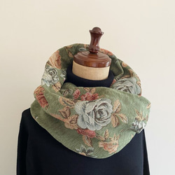優質哥白林編織圍巾，優雅，成人，玫瑰圖案，花卉圖案，花朵綠色 第2張的照片