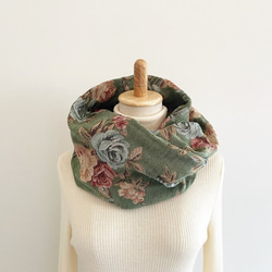 優質哥白林編織圍巾，優雅，成人，玫瑰圖案，花卉圖案，花朵綠色 第5張的照片