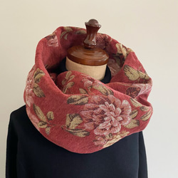 高品質戈布蘭編織圍巾，優雅，成人，玫瑰圖案，花卉圖案，花朵，紅色，波爾多 第7張的照片
