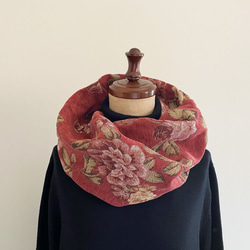 高品質戈布蘭編織圍巾，優雅，成人，玫瑰圖案，花卉圖案，花朵，紅色，波爾多 第3張的照片