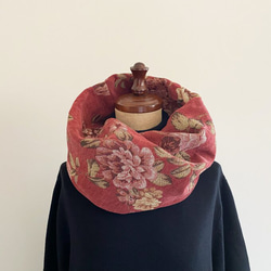 高品質戈布蘭編織圍巾，優雅，成人，玫瑰圖案，花卉圖案，花朵，紅色，波爾多 第5張的照片