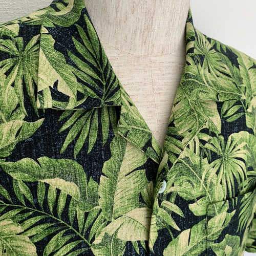 Polo アロハシャツ 緑色 風景柄 メンズ アロハシャツ リーフ柄 夏服 お