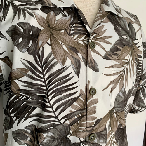 メンズ アロハシャツ リーフ柄 夏服 お揃いコーデ シャツ water high