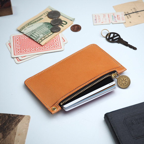 Slim Fragment Case（餅乾米色）Card Coin Pass Case Mini Wallet 第1張的照片