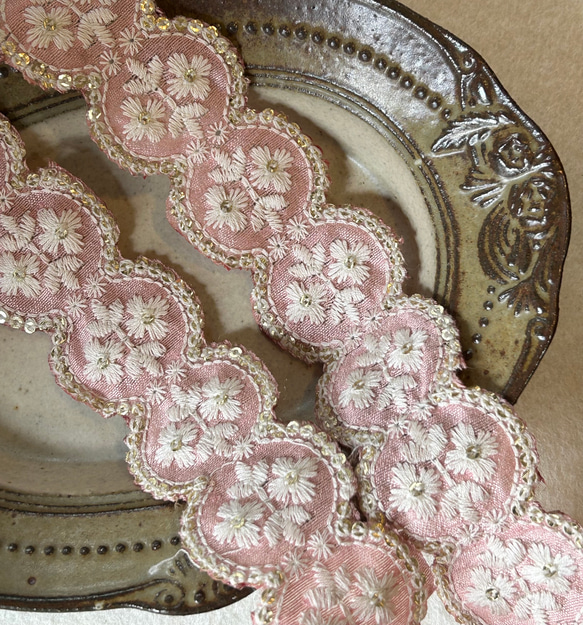 印度刺繡絲帶辮粉色4cm寬(4) 第2張的照片