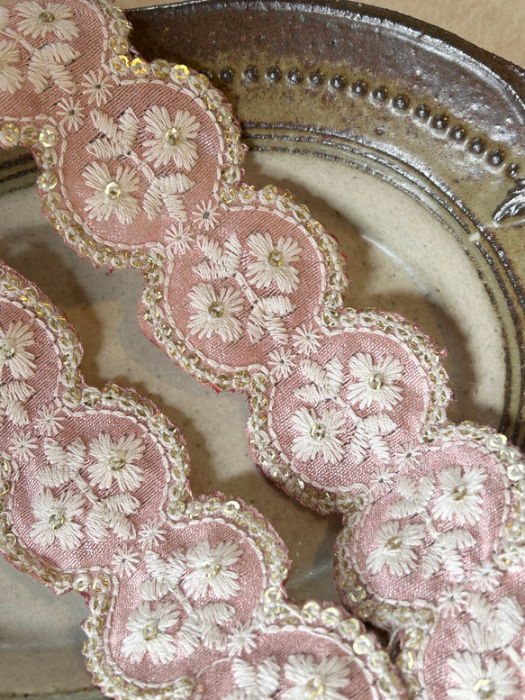 印度刺繡絲帶辮粉色4cm寬(4) 第1張的照片