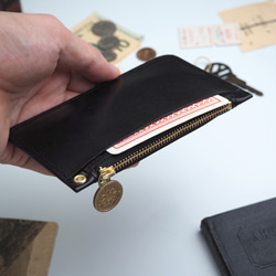 スリム フラグメントケース（ブラック）カード コイン パス ケース ミニ財布 3枚目の画像