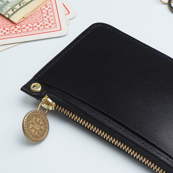 スリム フラグメントケース（ブラック）カード コイン パス ケース ミニ財布 8枚目の画像