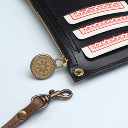 スリム フラグメントケース（ブラック）カード コイン パス ケース ミニ財布 6枚目の画像