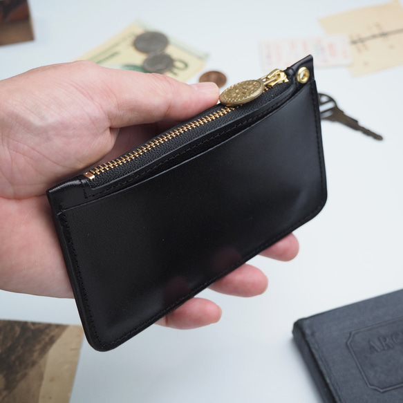 スリム フラグメントケース（ブラック）カード コイン パス ケース ミニ財布 2枚目の画像