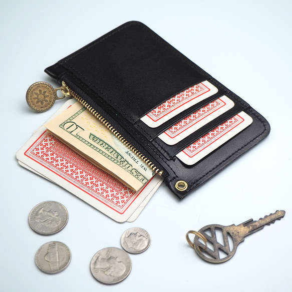 スリム フラグメントケース（ブラック）カード コイン パス ケース ミニ財布 5枚目の画像