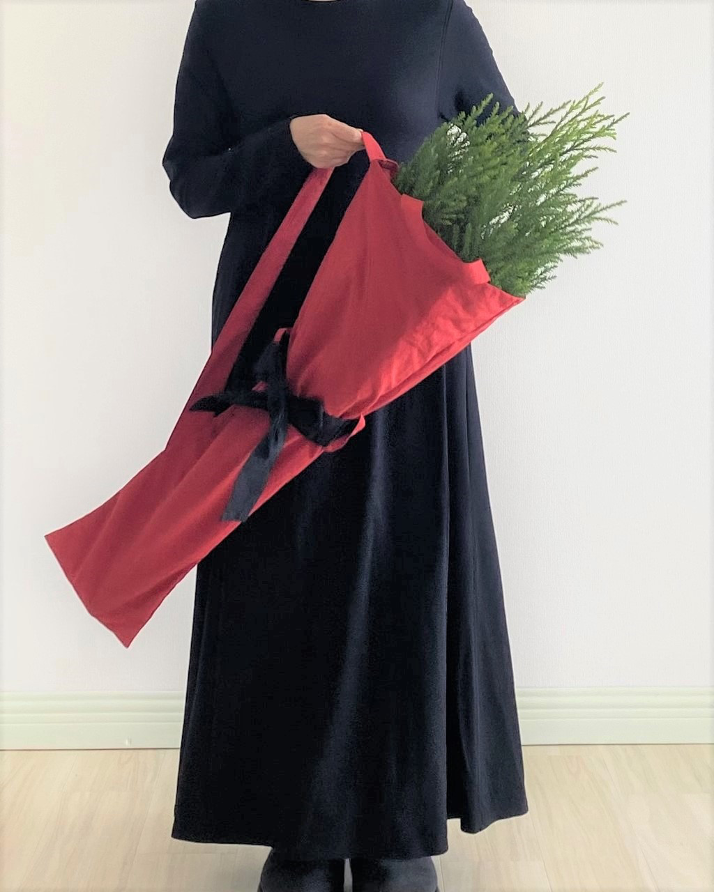 フラワーバッグ/３ＷＡＹ/撥水ロング・赤