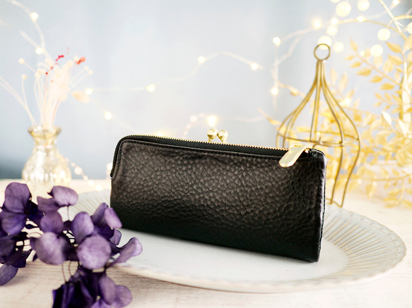 【訳ありSALE】ふっくら優しい大容量な長財布 上質レザーの魅力的なデザインと質感 《ブラック》CU220BK 2枚目の画像