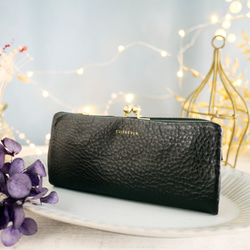 【訳ありSALE】ふっくら優しい大容量な長財布 上質レザーの魅力的なデザインと質感 《ブラック》CU220BK 1枚目の画像