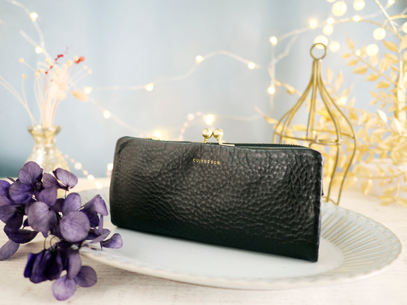 【訳ありSALE】ふっくら優しい大容量な長財布 上質レザーの魅力的なデザインと質感 《ブラック》CU220BK 1枚目の画像