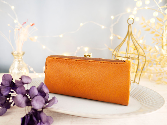 【訳ありSALE】ふっくら優しい大容量な長財布 上質レザーの魅力的なデザインと質感 《ブラウン》CU220BE 2枚目の画像