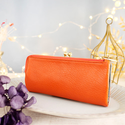【訳ありSALE】ふっくら優しい大容量な長財布 上質レザーの魅力的なデザインと質感 《オレンジ》CU220OR 2枚目の画像