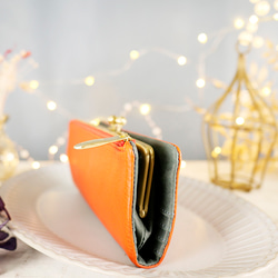 【訳ありSALE】ふっくら優しい大容量な長財布 上質レザーの魅力的なデザインと質感 《オレンジ》CU220OR 3枚目の画像