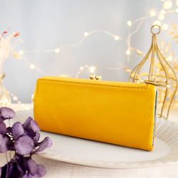 【訳ありSALE】ふっくら優しい大容量な長財布 上質レザーの魅力的なデザインと質感 《マスタード》CU220YE 2枚目の画像