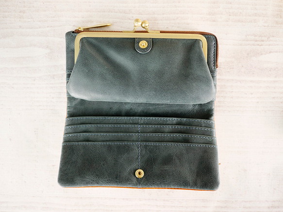 【訳ありSALE】ふっくら優しい大容量な長財布 上質レザーの魅力的なデザインと質感 《マスタード》CU220YE 5枚目の画像