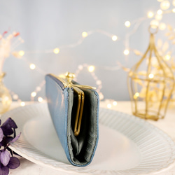 【訳ありSALE】ふっくら優しい大容量な長財布 上質レザーの魅力的なデザインと質感 《ブルー》CU220BL 3枚目の画像