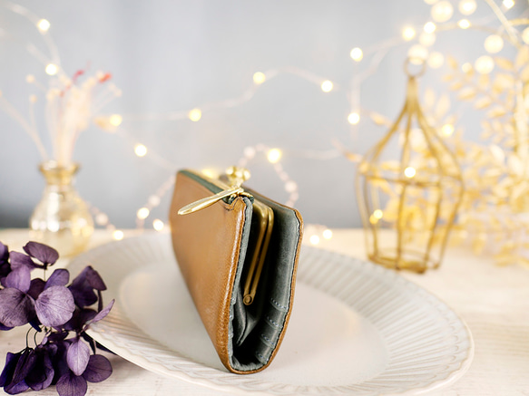 【訳ありSALE】ふっくら優しい大容量な長財布 上質レザーの魅力的なデザインと質感 《モスグリーン》CU220KH 3枚目の画像