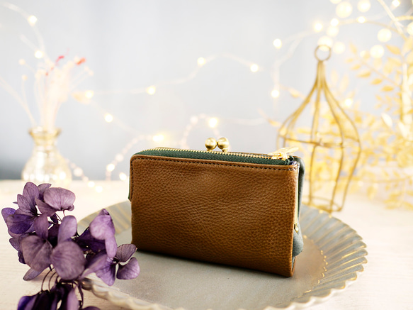 ｷｭｲｰﾙﾃﾞｿﾝ ふっくら優しい大容量な折財布 上質レザーの魅力的なデザインと質感 《モスグリーン》CU221KH 2枚目の画像