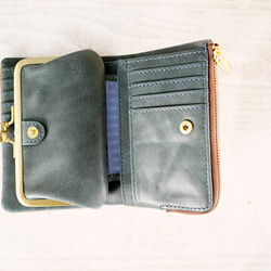 ｷｭｲｰﾙﾃﾞｿﾝ ふっくら優しい大容量な折財布 上質レザーの魅力的なデザインと質感 《モスグリーン》CU221KH 5枚目の画像