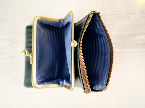 ｷｭｲｰﾙﾃﾞｿﾝ ふっくら優しい大容量な折財布 上質レザーの魅力的なデザインと質感 《モスグリーン》CU221KH 6枚目の画像