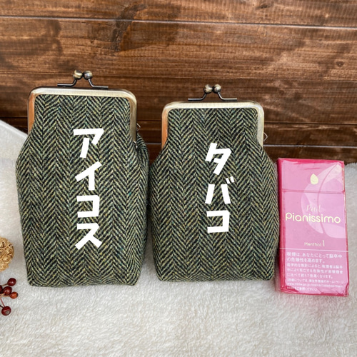 受注製作】ウールグリーン×ブラウン タバコケース IQOSケース アイコス  