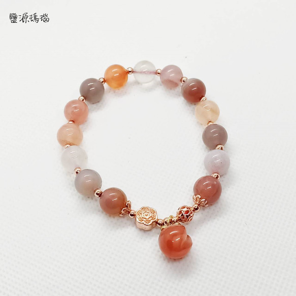 【Kate's gemstones】鹽源瑪瑙 小桃子 設計款手鍊｜瑪瑙 水晶 礦石 第2張的照片