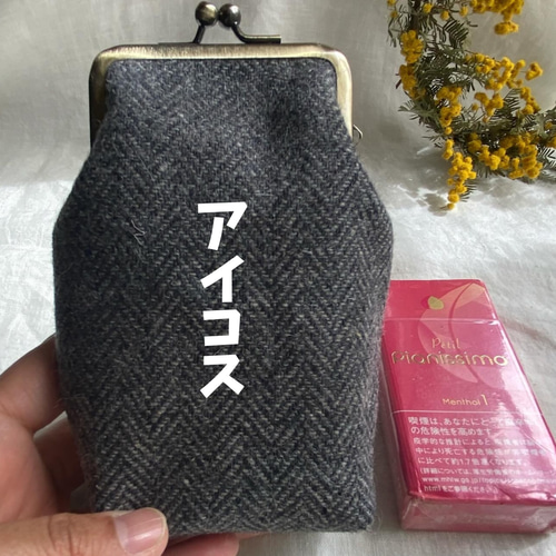 受注製作】ウールグレー×サックスグレー アイコスケース シガレット  