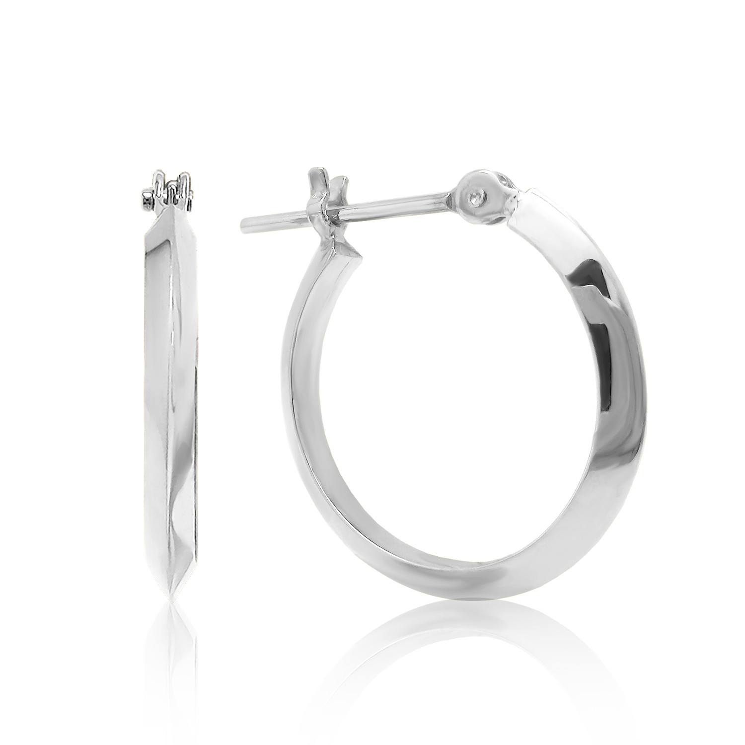 シャープラインがクールでおしゃれ！ K10 ホワイトゴールド シンプル シャープライン フープ ピアス [受注制作]